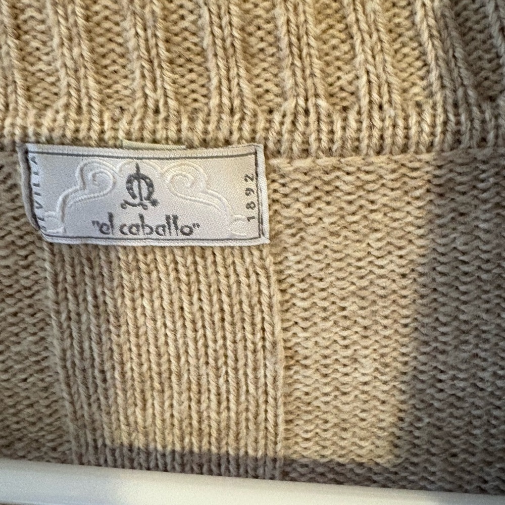 Men's Beige Cable Knit Sweater - Picture 3 of 5